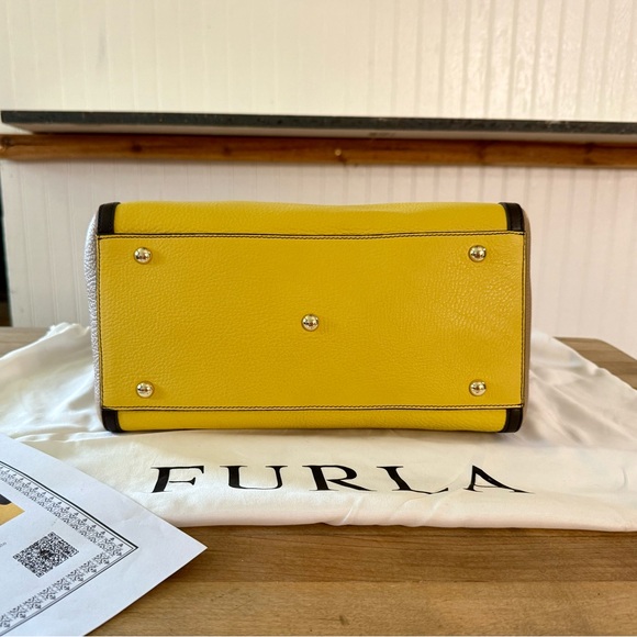 Furla Genuine Leather Tri Colored Tote Bag Purse - Picture 6 of 16